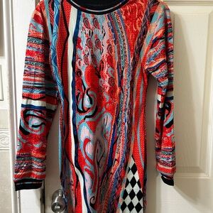 Retro Long Sleeve Patterned Dress